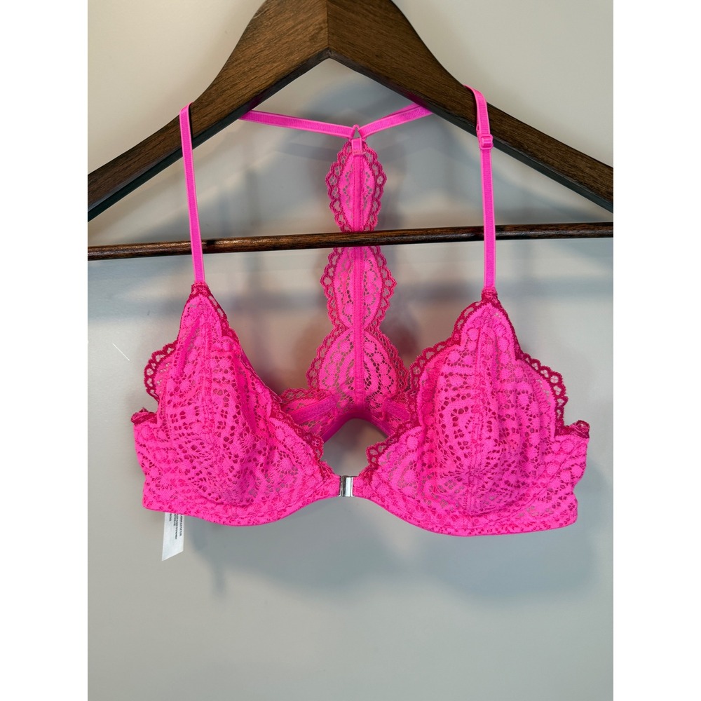Intimately by Free‎ People Slow Dance Underwire Lace Bra Size 34B Neon Pink